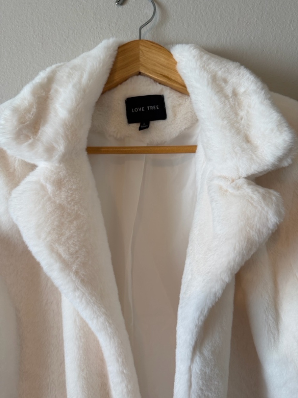 Love Tree Cream Plush Faux Fur Teddy Coat - Picture 2 of 9